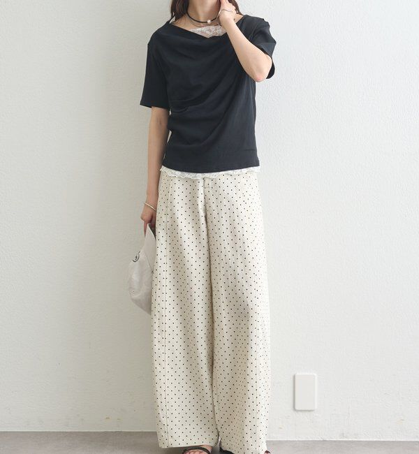  「レースドッキングオフショル半袖Tシャツ」|Tシャツ・カットソー|