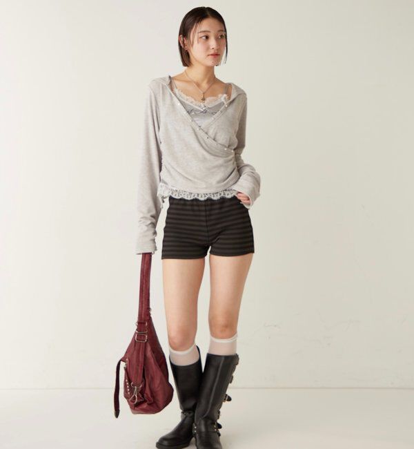  「【SLOPPY/スロッピー】リブショートパンツ」|チノ|