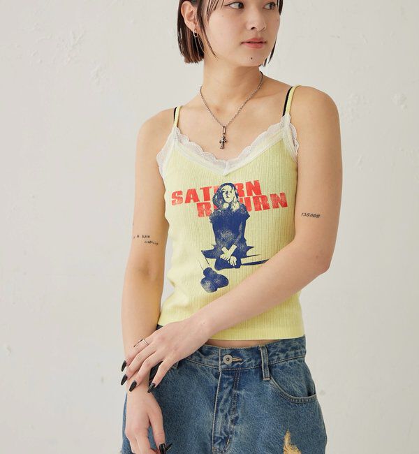  「シャーロットパターンメッシュレースキャミ」|キャミソール|