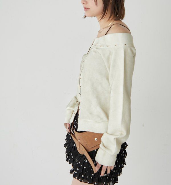  「フロントジップスタッズオフショル」|Tシャツ・カットソー|