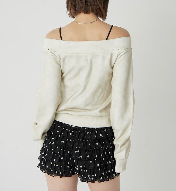  「フロントジップスタッズオフショル」|Tシャツ・カットソー|