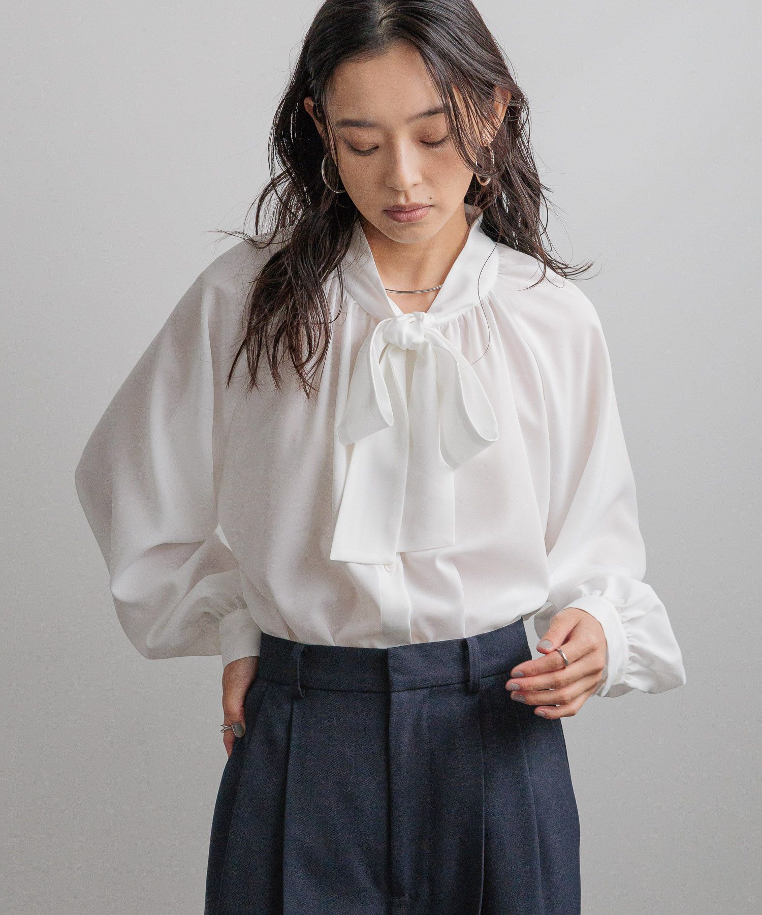  「【入卒／セレモニー】リボンブラウス」|シャツ・ブラウス|
