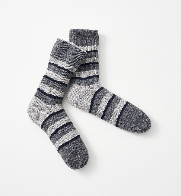 collex「【ecuvo】別注　ボーダーWソックス　メンズ」|ソックス|