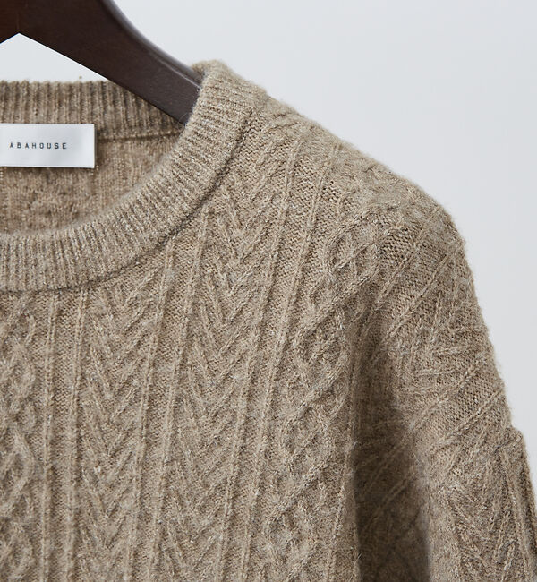 ABAHOUSE「シャギーアラン メランジ ニット / クルーネックプルオーバー」|ニット・セーター|ベージュ