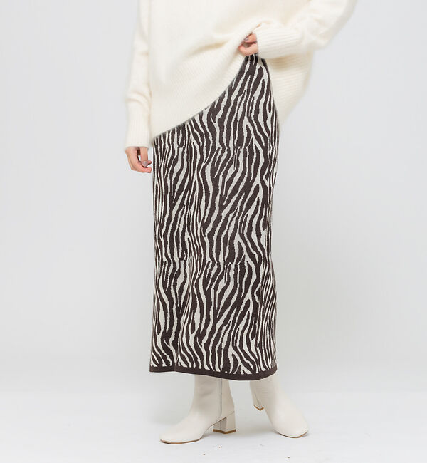 Rouge vif「ジャガードニットスカート」|スカート|ブラウン