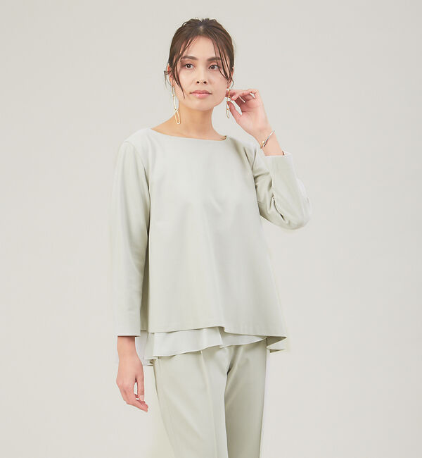 qualite「【セットアップ対応】ポンチレイヤードプルオーバー」|Tシャツ・カットソー|ベージュ