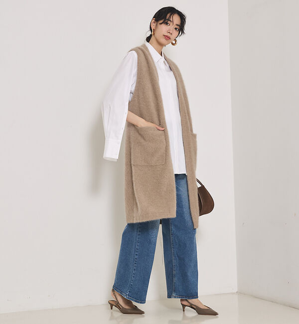 qualite「【大人気ジレが今季verに！】フォックスカシミアロングジレ」|ニット・セーター|