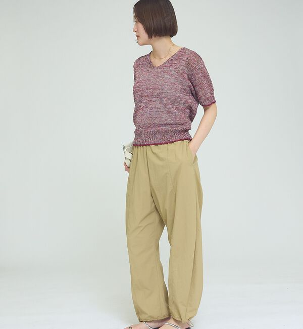 qualite「カラーポリリネンVネックニット【予約】」|ニット・セーター|