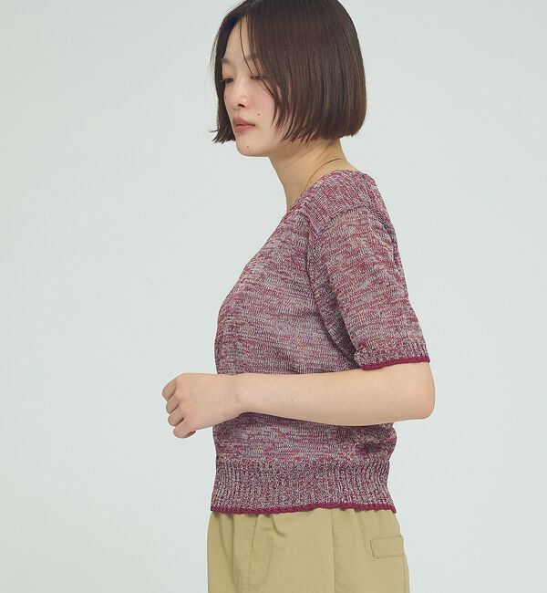 qualite「カラーポリリネンVネックニット【予約】」|ニット・セーター|