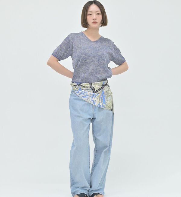 qualite「カラーポリリネンVネックニット【予約】」|ニット・セーター|