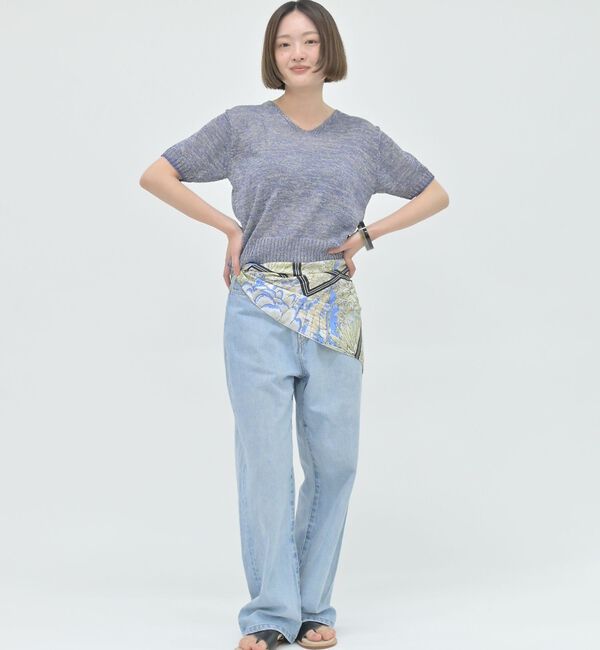 qualite「カラーポリリネンVネックニット【予約】」|ニット・セーター|