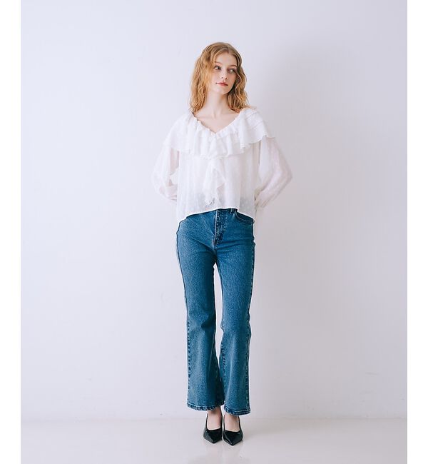 SELFIST「ラッフルドビーストライプブラウス」|シャツ・ブラウス|