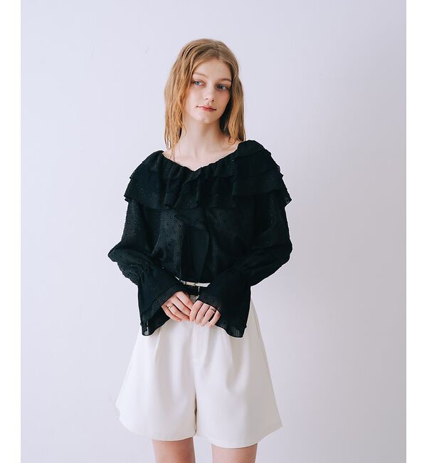 SELFIST「ラッフルドビーストライプブラウス」|シャツ・ブラウス|