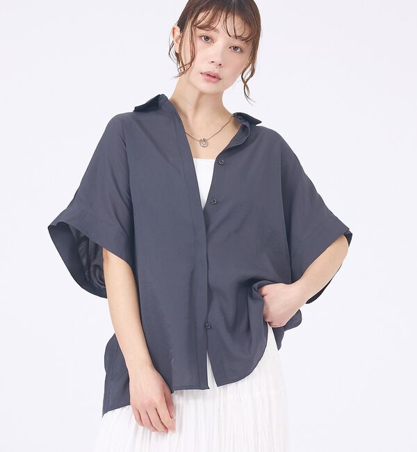 abahouse mavie「【着痩せシルエット】フレンチスリーブシャツ【予約】」|シャツ・ブラウス|