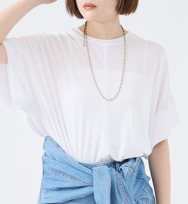 abahouse mavie「【二の腕カバー】スラブプルオーバー【予約】」|Tシャツ・カットソー|ホワイト