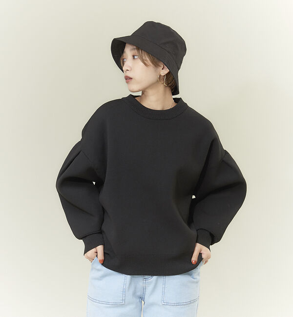 NOMINE「ラメプレーティングボリュームスリーブニット」|ニット・セーター|ブラック