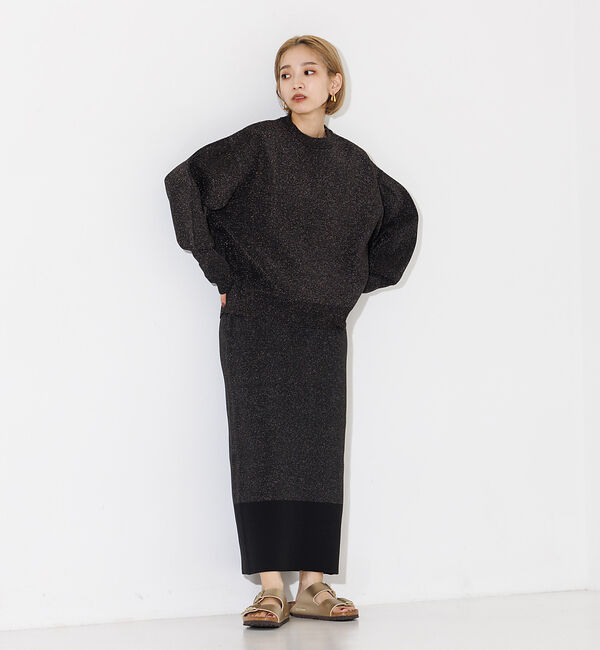 NOMINE「ラメプレーティングボリュームスリーブニット」|ニット・セーター|