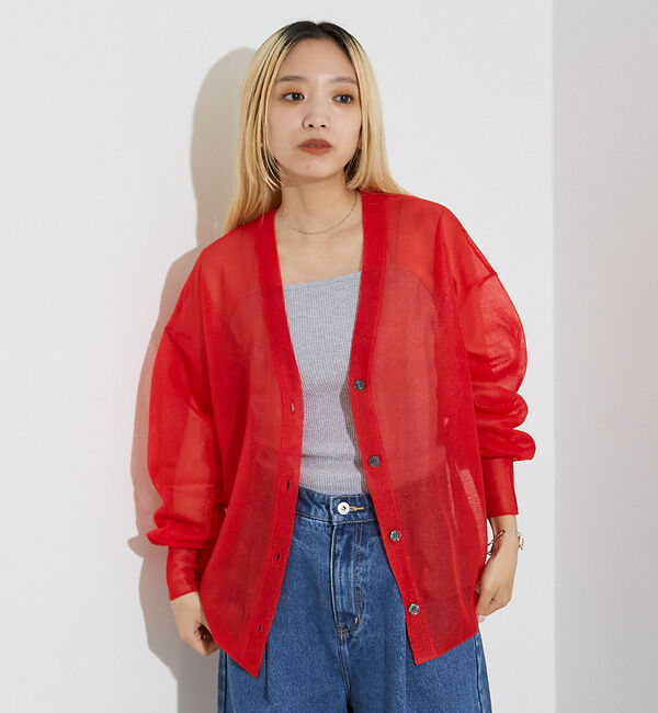 NOMINE「ジャガード シアー ニットカーディガン」|カーディガン|