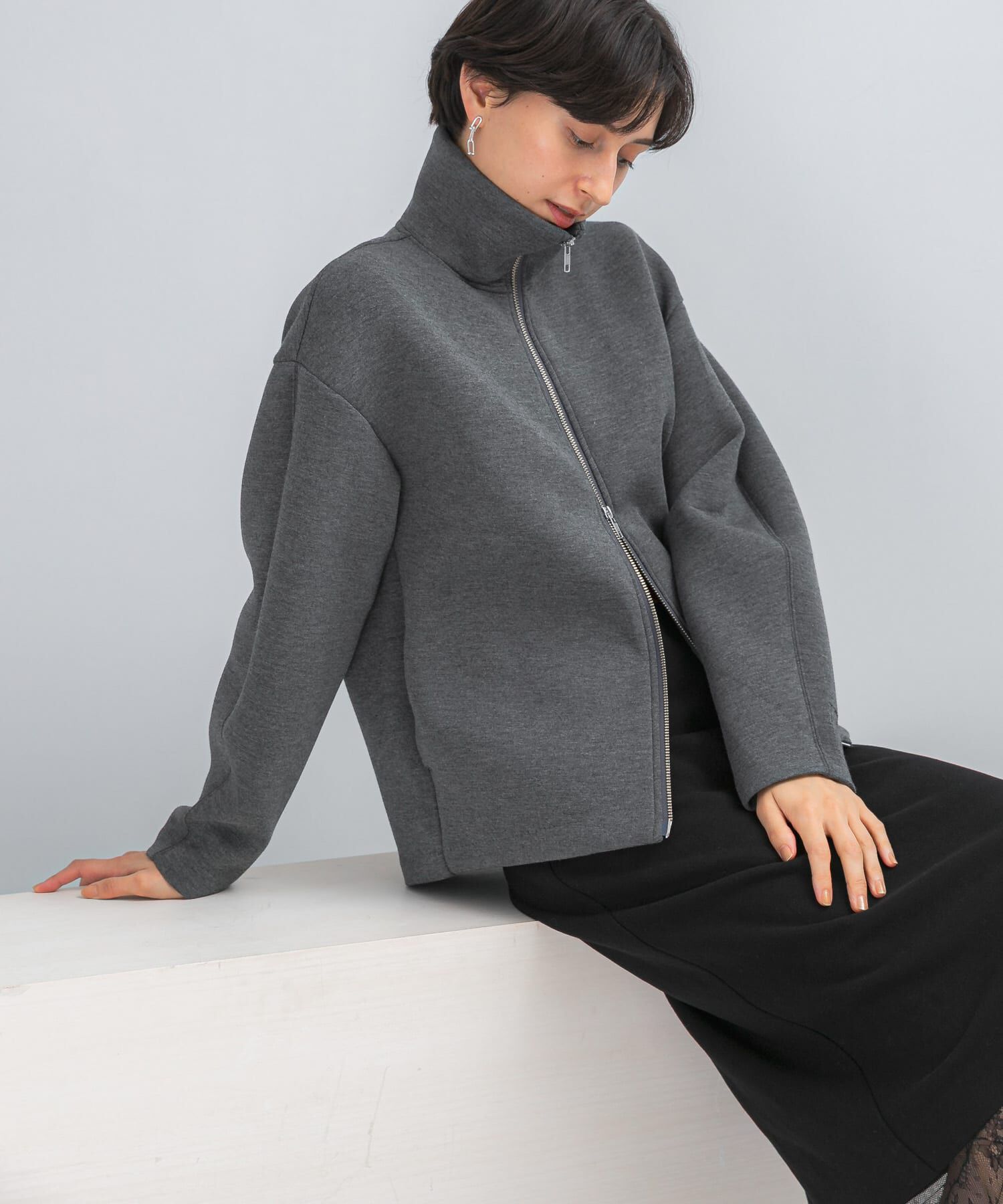 URBAN RESEARCH ROSSO「『WEB限定』刺繍スタンドダンボールブルゾン」|ノーカラーコート|