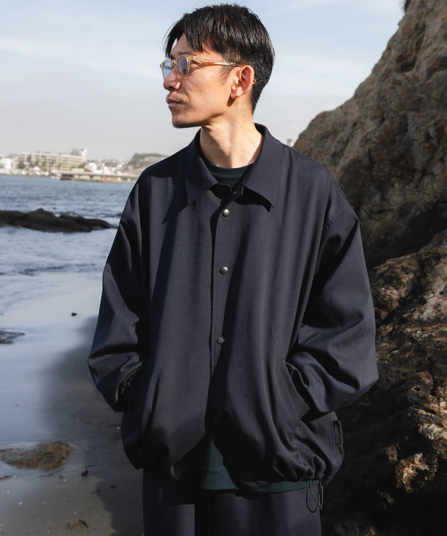 URBAN RESEARCH「Wide Dad　COACH JACKET」|ノーカラーコート|