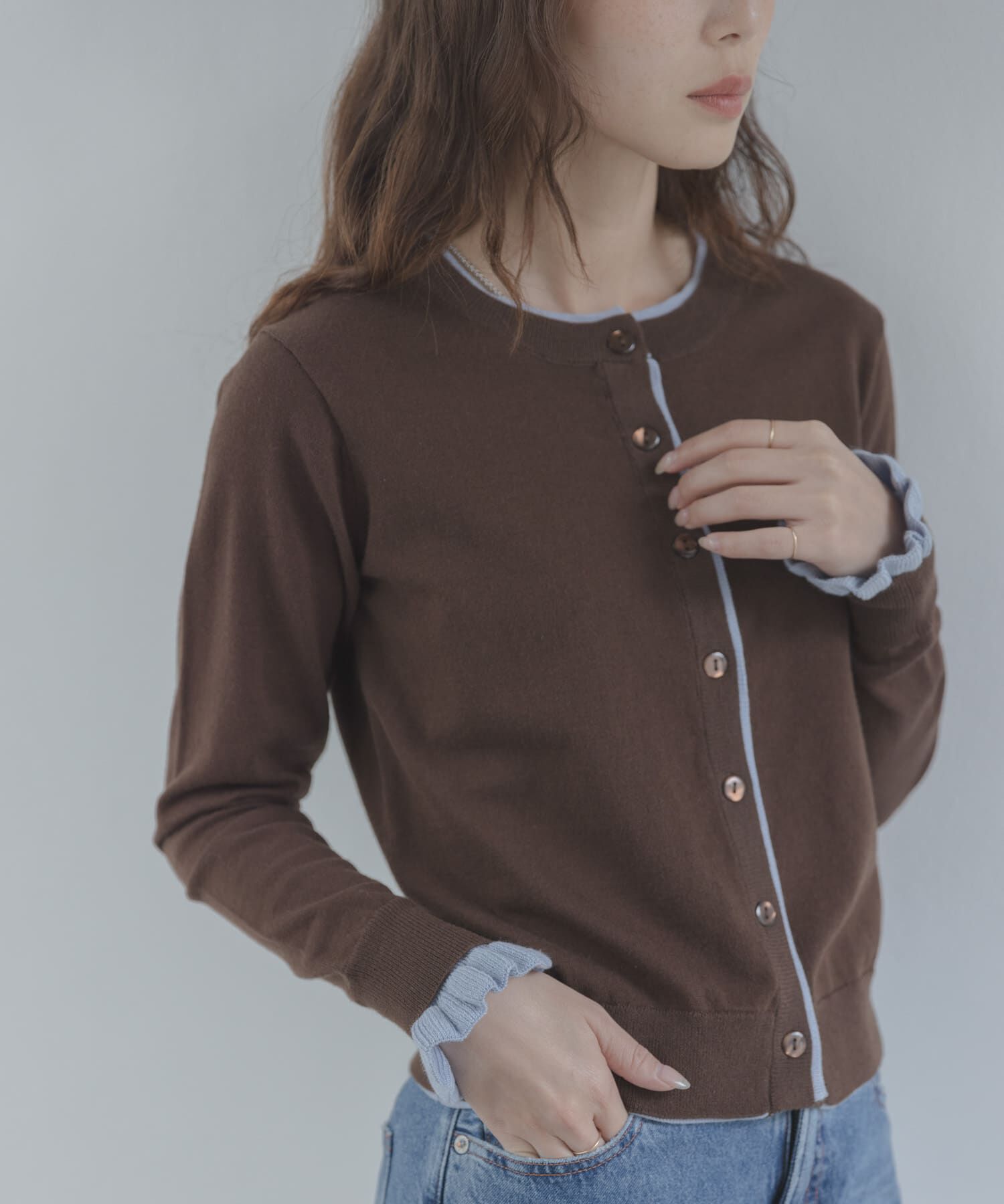 Sonny Label 「配色フリルニットカーディガン」|カーディガン|