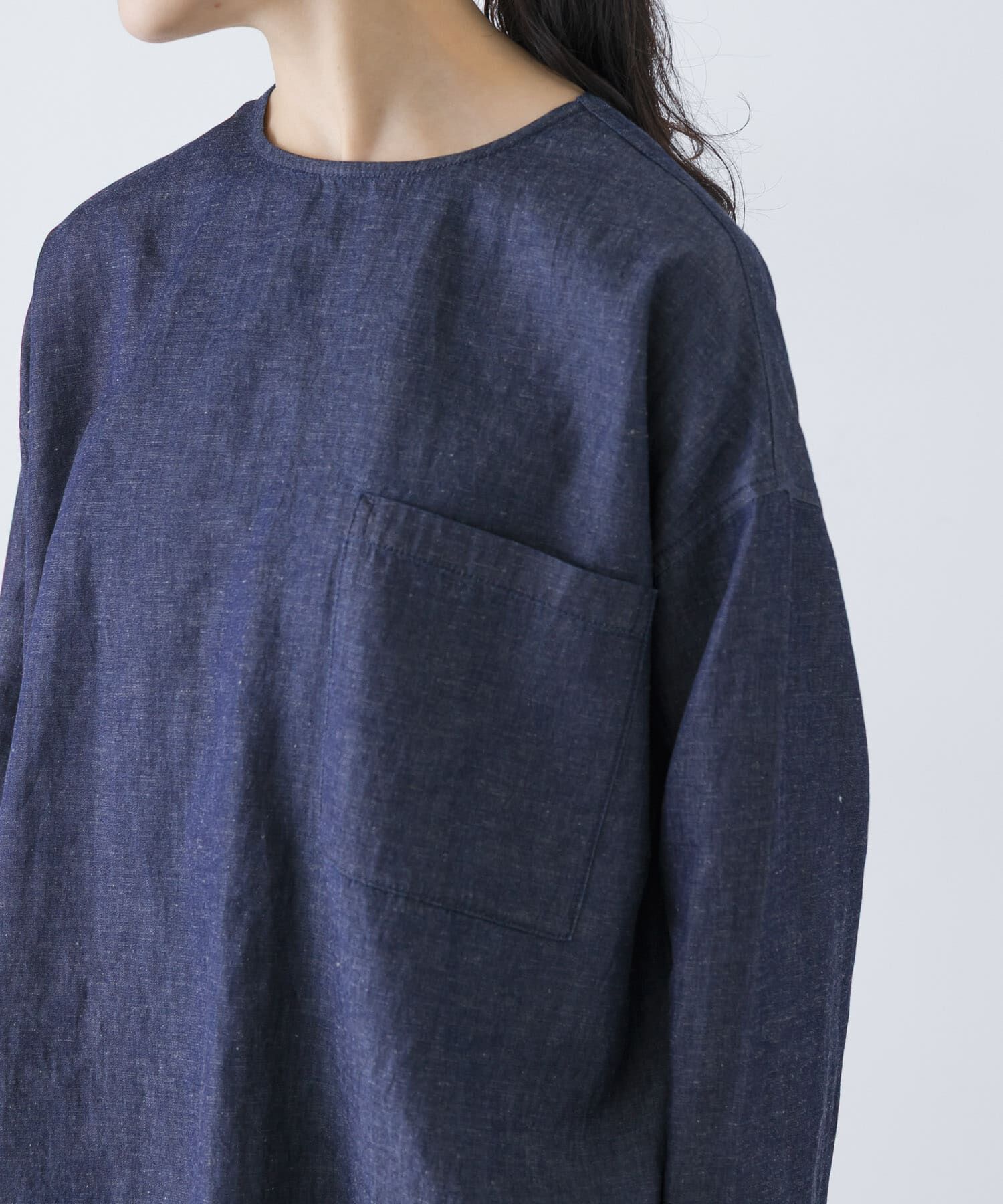 かぐれ「綿麻デニムプルオーバー」|シャツ・ブラウス|