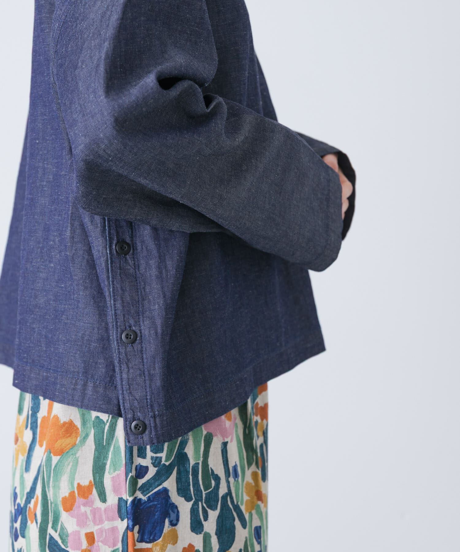 かぐれ「綿麻デニムプルオーバー」|シャツ・ブラウス|