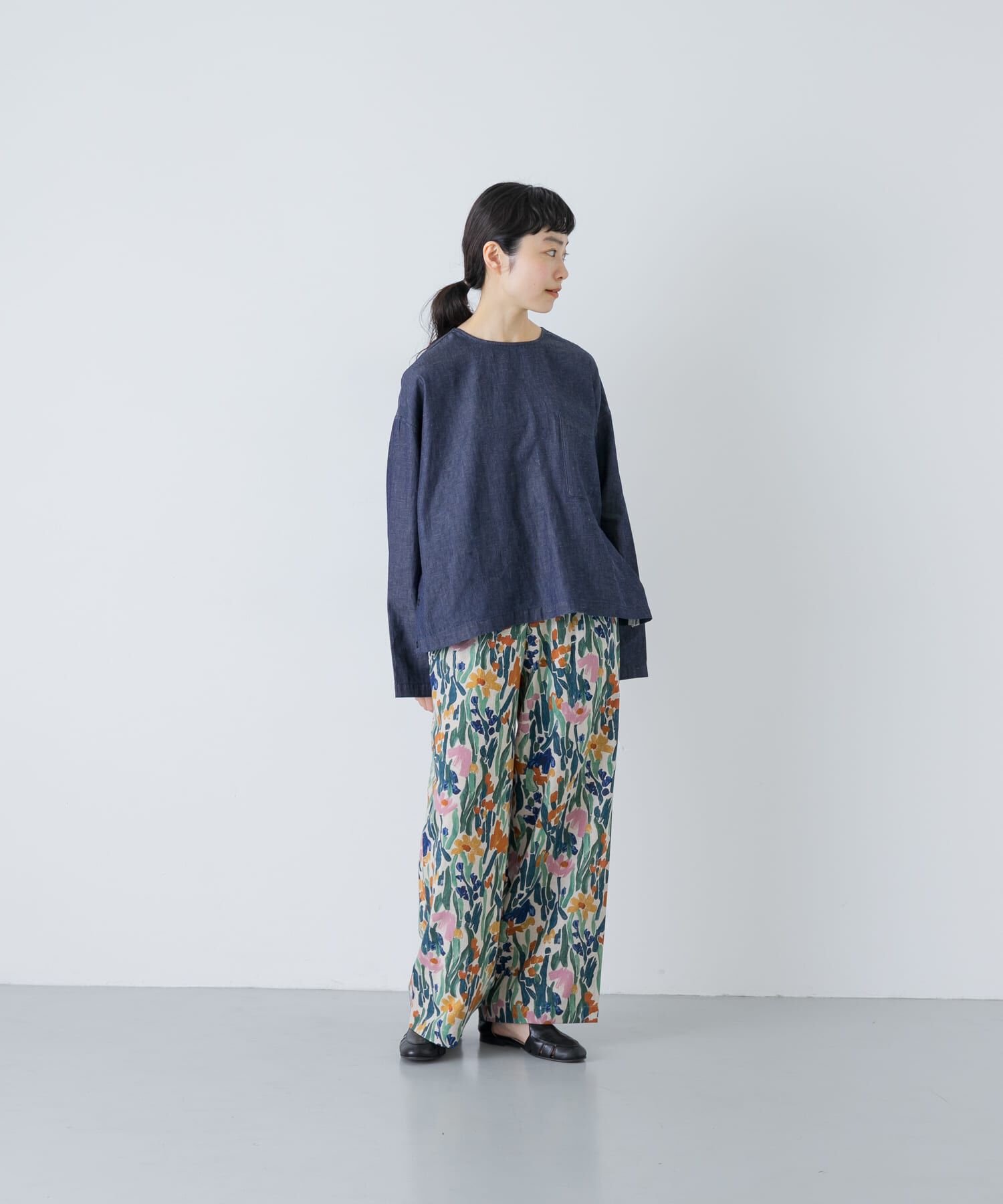 かぐれ「綿麻デニムプルオーバー」|シャツ・ブラウス|