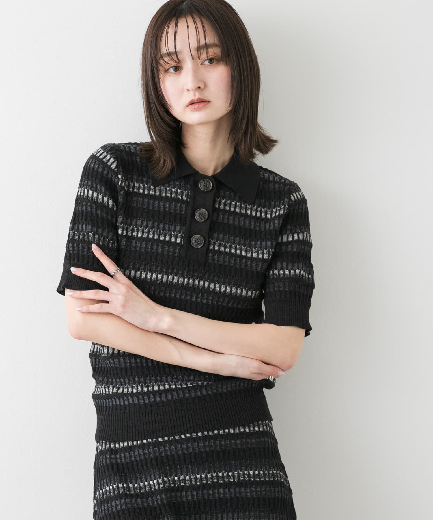 SENSE OF PLACE by URBAN RESEARCH「マルチボーダーエリツキトップ」|ニット・セーター|