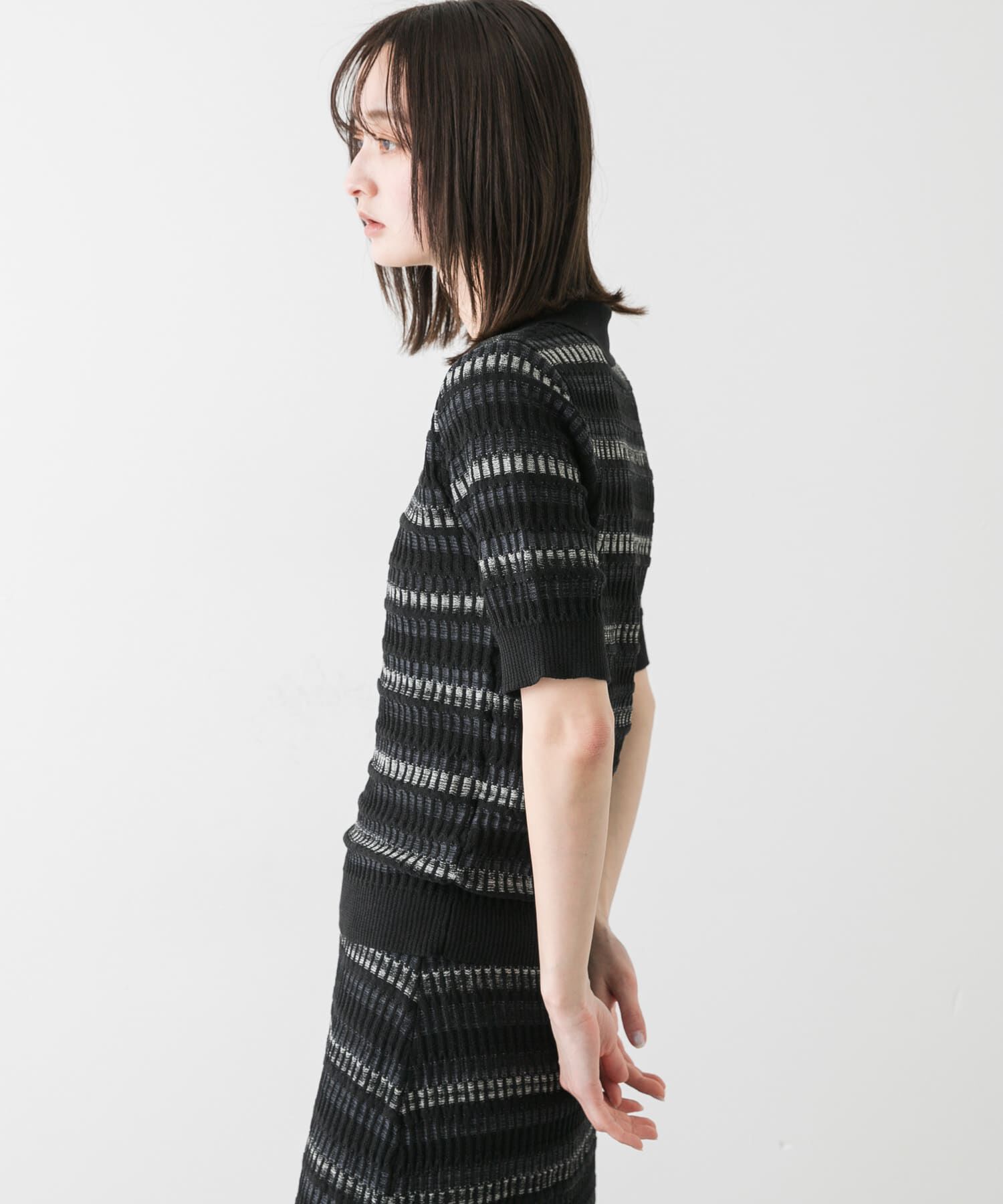SENSE OF PLACE by URBAN RESEARCH「マルチボーダーエリツキトップ」|ニット・セーター|