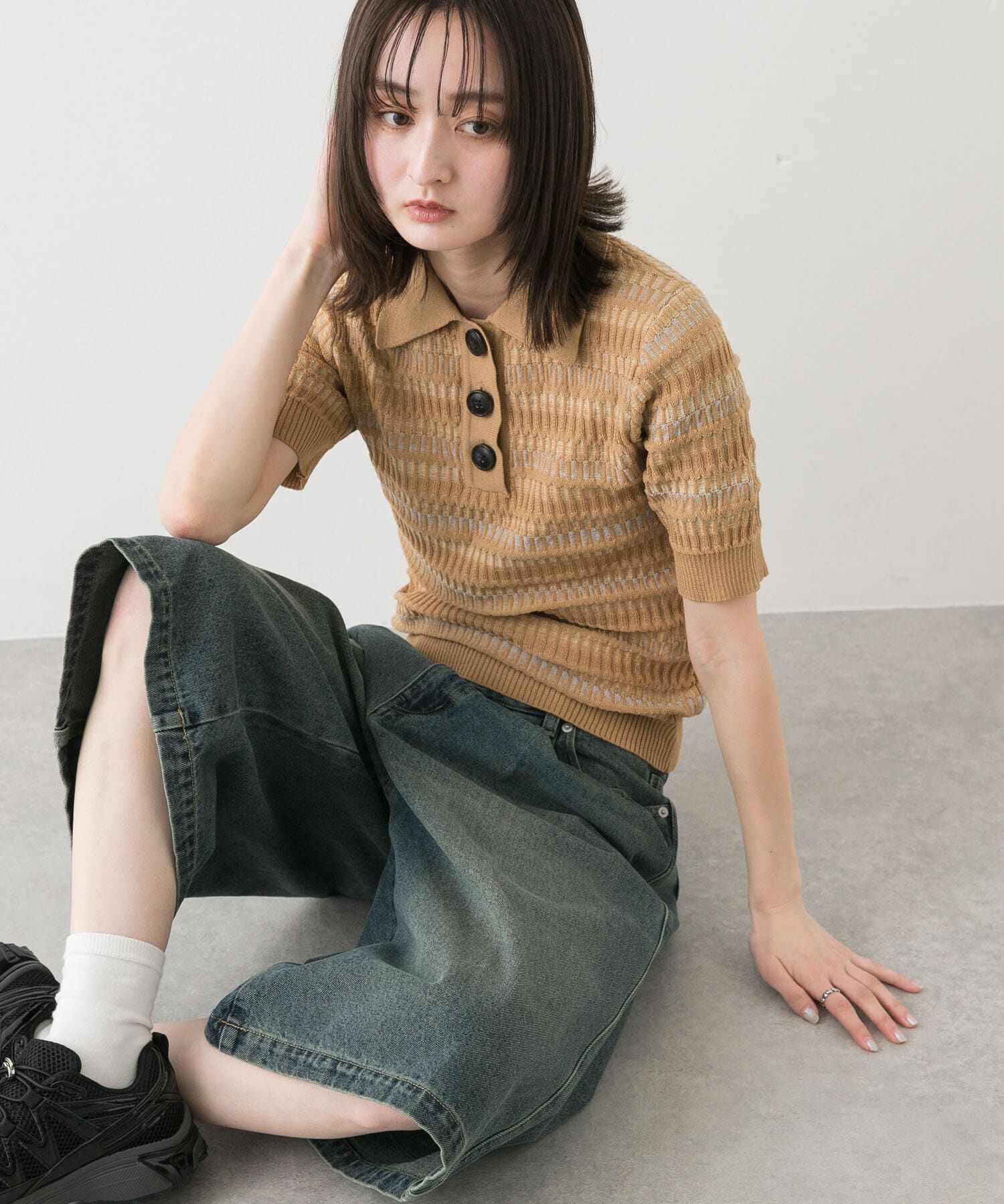 SENSE OF PLACE by URBAN RESEARCH「マルチボーダーエリツキトップ」|ニット・セーター|