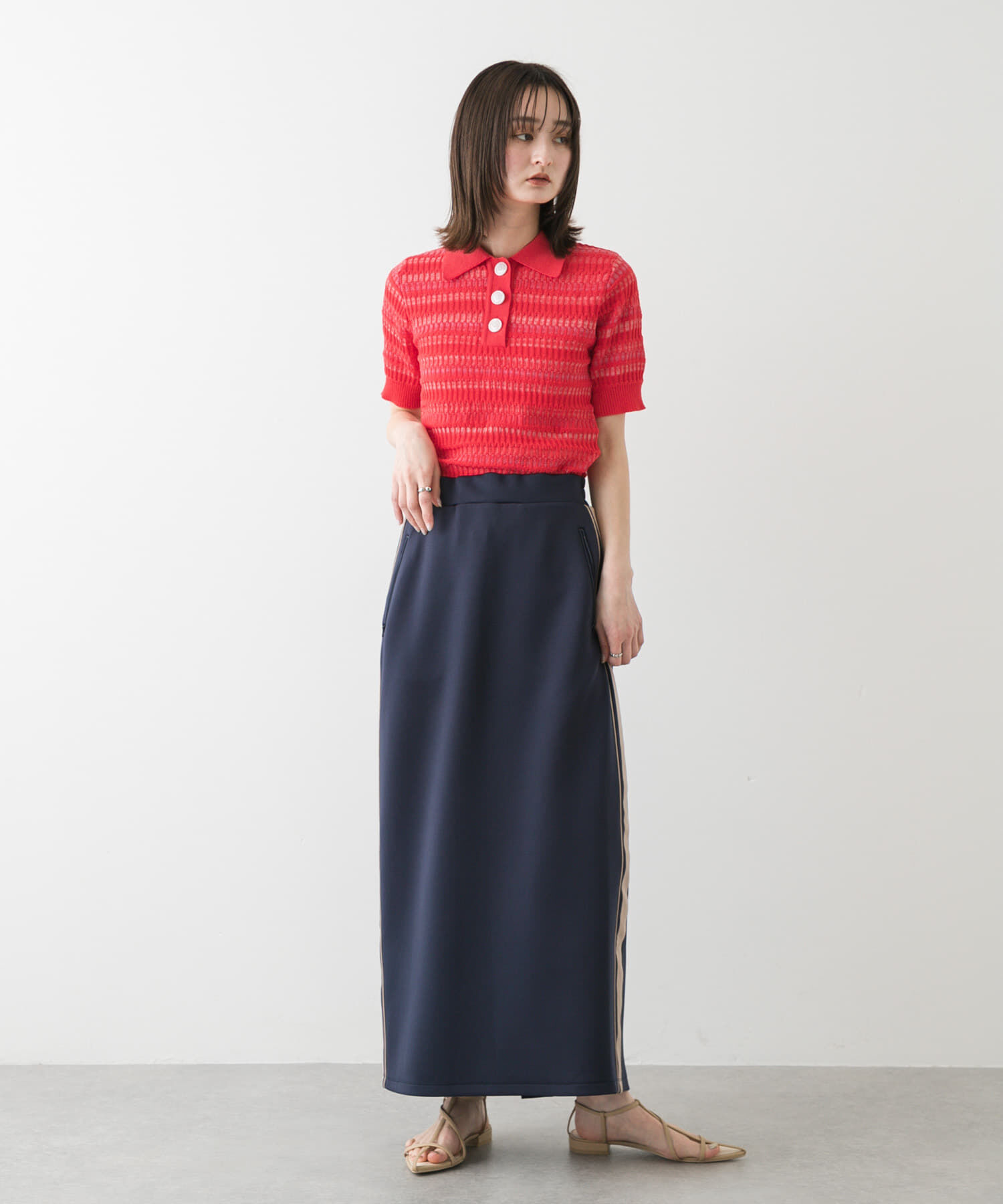 SENSE OF PLACE by URBAN RESEARCH「マルチボーダーエリツキトップ」|ニット・セーター|