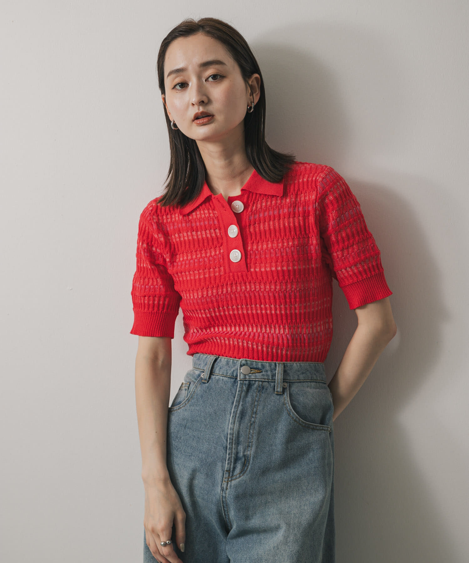 SENSE OF PLACE by URBAN RESEARCH「マルチボーダーエリツキトップ」|ニット・セーター|