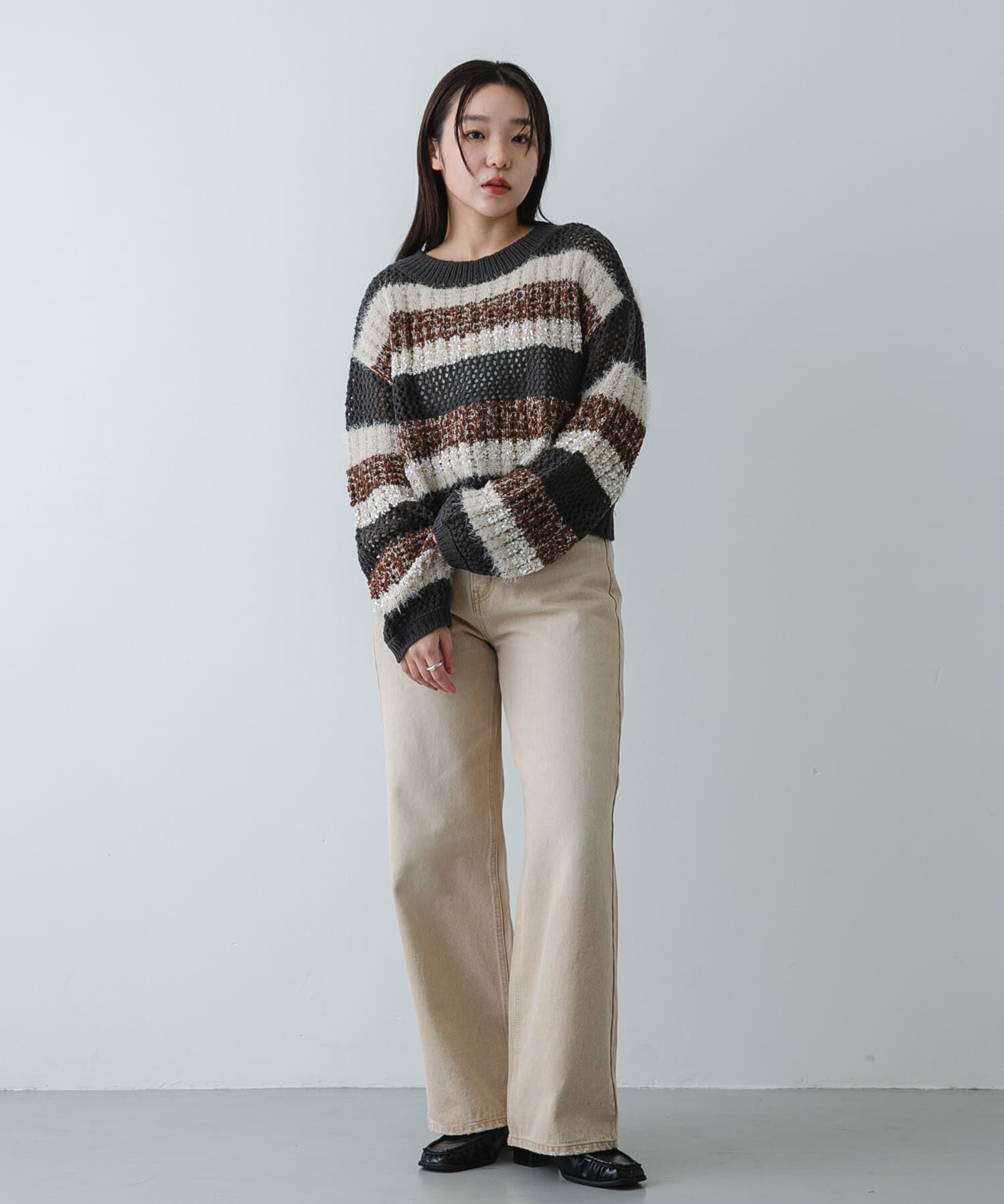 SENSE OF PLACE by URBAN RESEARCH「『洗濯可』ミックスヤーンワイドボーダーニット」|ニット・セーター|