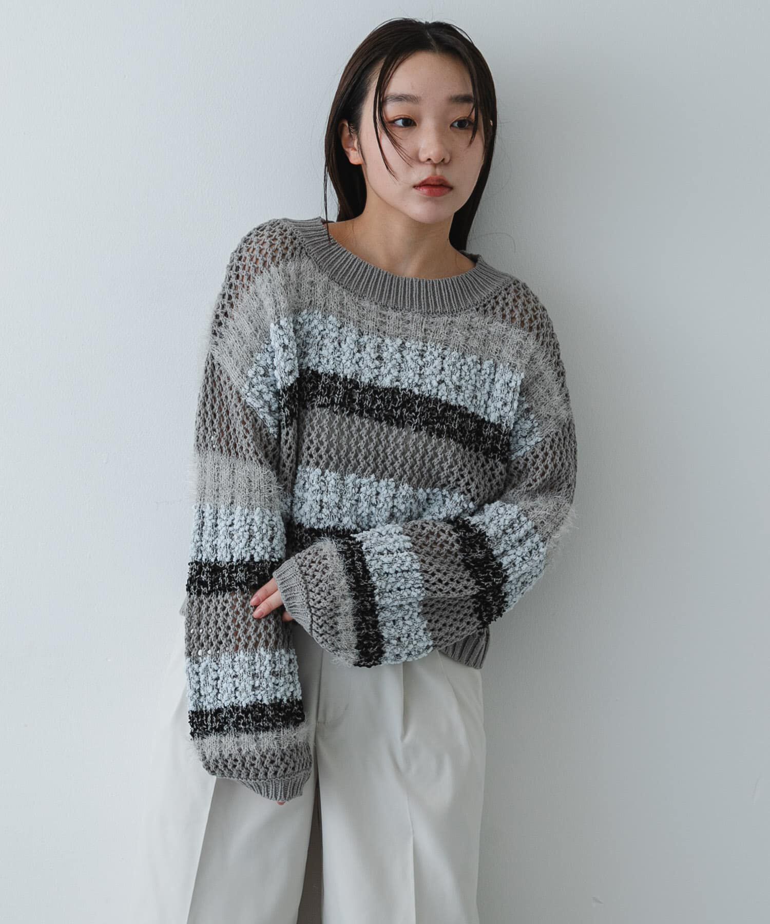 SENSE OF PLACE by URBAN RESEARCH「『洗濯可』ミックスヤーンワイドボーダーニット」|ニット・セーター|