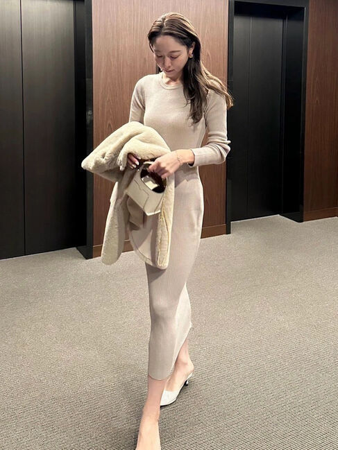 Green Parks「タイトシルエットリブニットワンピース」|ワンピース|