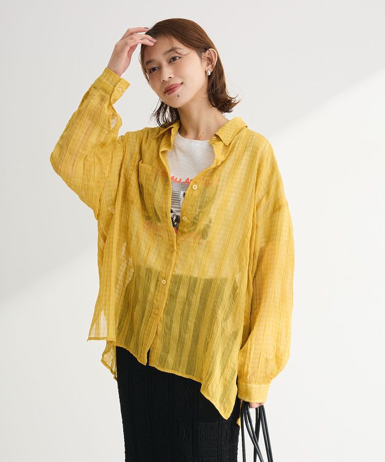 Green Parks「シアーワッシャーロングスリーブシャツ」|シャツ・ブラウス|Yellow