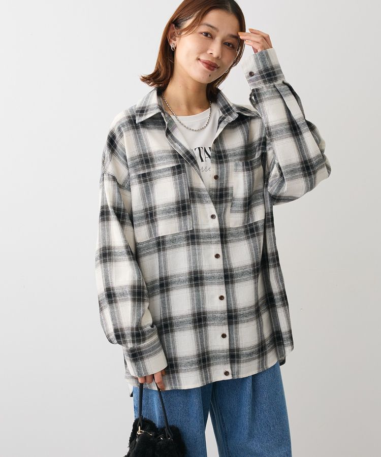 Green Parks「・ELENCARE DUE 2wayチェックビックシャツ」|チュニック|Off White