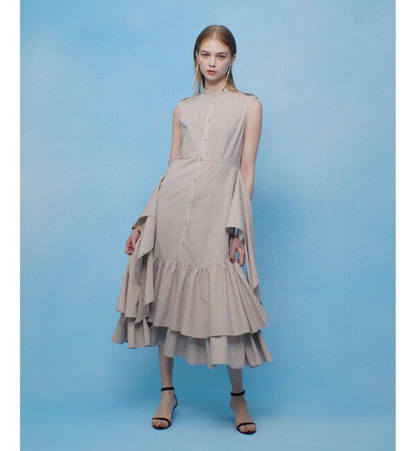 LOULOU WILLOUGHBY「【LOULOU WILLOUGHBY】レイヤードレープワンピース」|ワンピース|ブラウン系