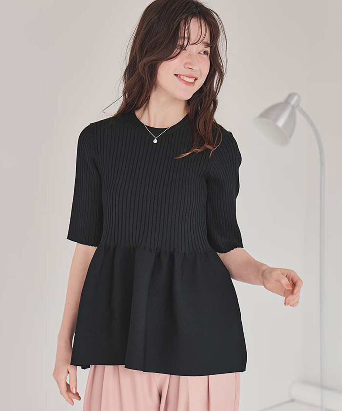 titivate「前後2wayハーフスリーブペプラムニットトップス」|ニット・セーター|