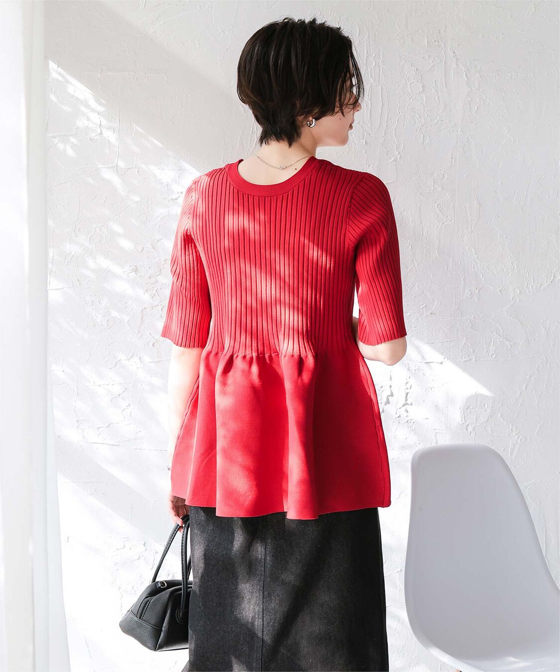 titivate「前後2wayハーフスリーブペプラムニットトップス」|ニット・セーター|