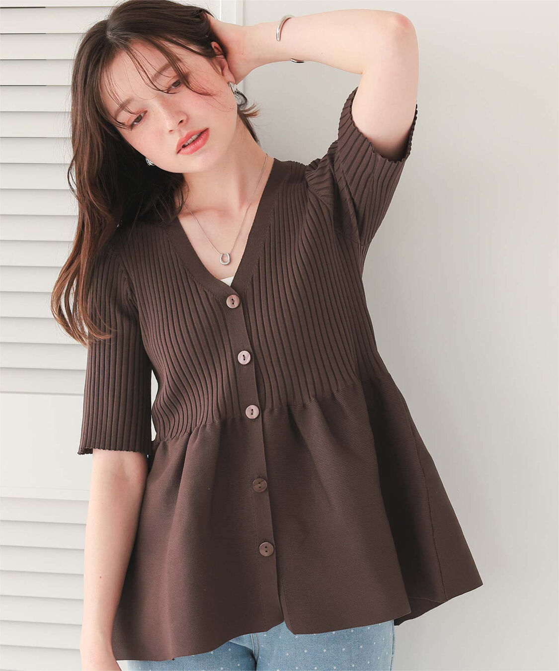 titivate「前後2wayハーフスリーブペプラムニットトップス」|ニット・セーター|