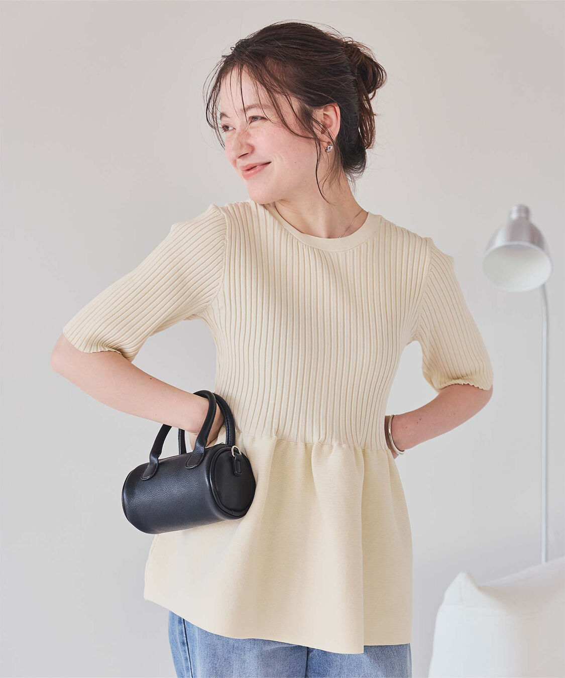 titivate「前後2wayハーフスリーブペプラムニットトップス」|ニット・セーター|