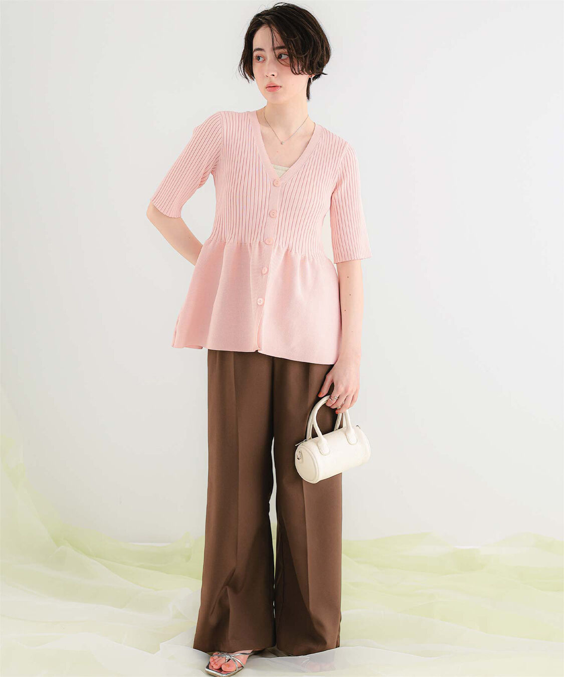 titivate「前後2wayハーフスリーブペプラムニットトップス」|ニット・セーター|