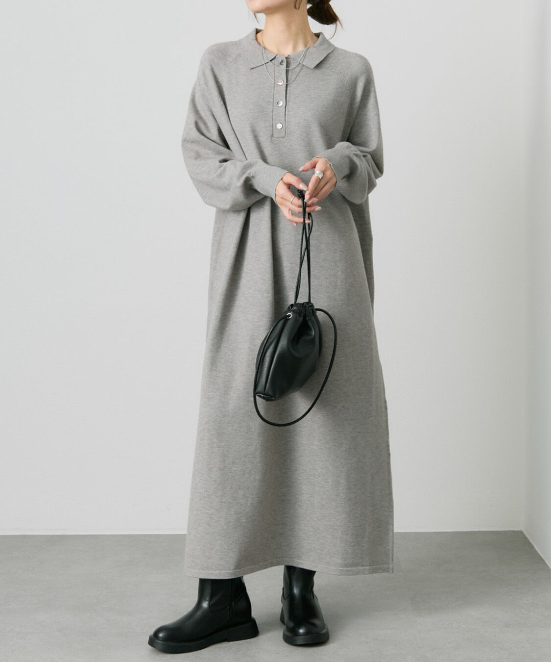  「ニットポロワンピース」|ワンピース|