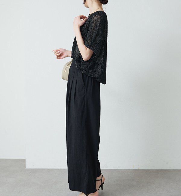  「アイレットデザインテープヤーンハーフスリーブニット」|ニット・セーター|