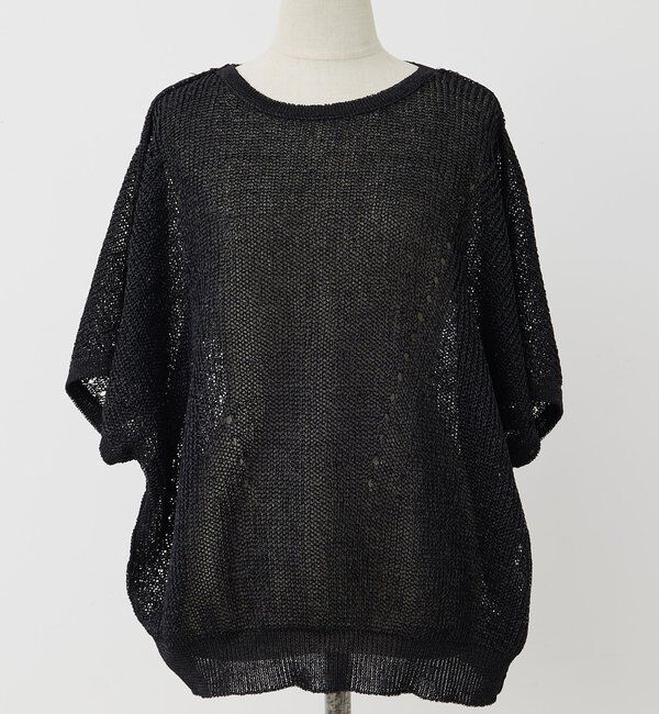  「アイレットデザインテープヤーンハーフスリーブニット」|ニット・セーター|