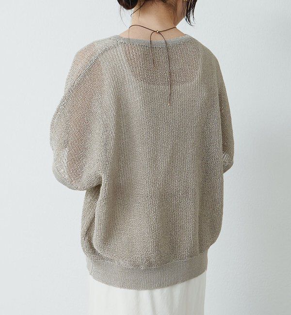  「アイレットデザインテープヤーンハーフスリーブニット」|ニット・セーター|