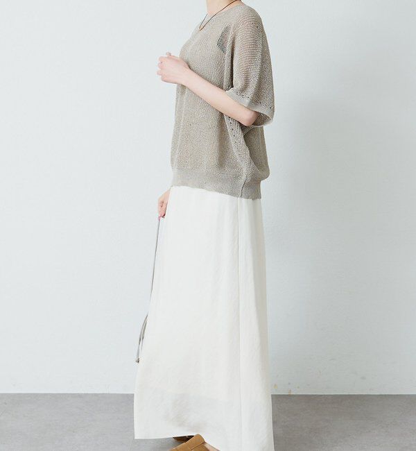  「アイレットデザインテープヤーンハーフスリーブニット」|ニット・セーター|