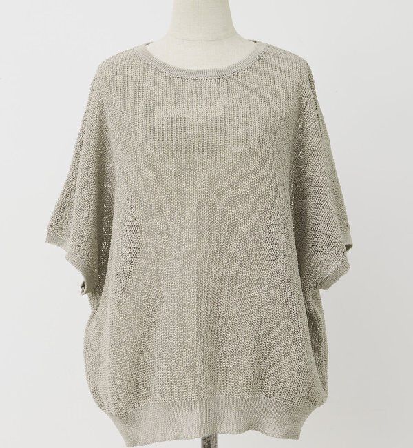  「アイレットデザインテープヤーンハーフスリーブニット」|ニット・セーター|